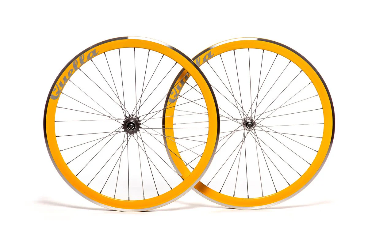 Bicycle Wheelset - Yellow 40mm Deep V - 25 Black